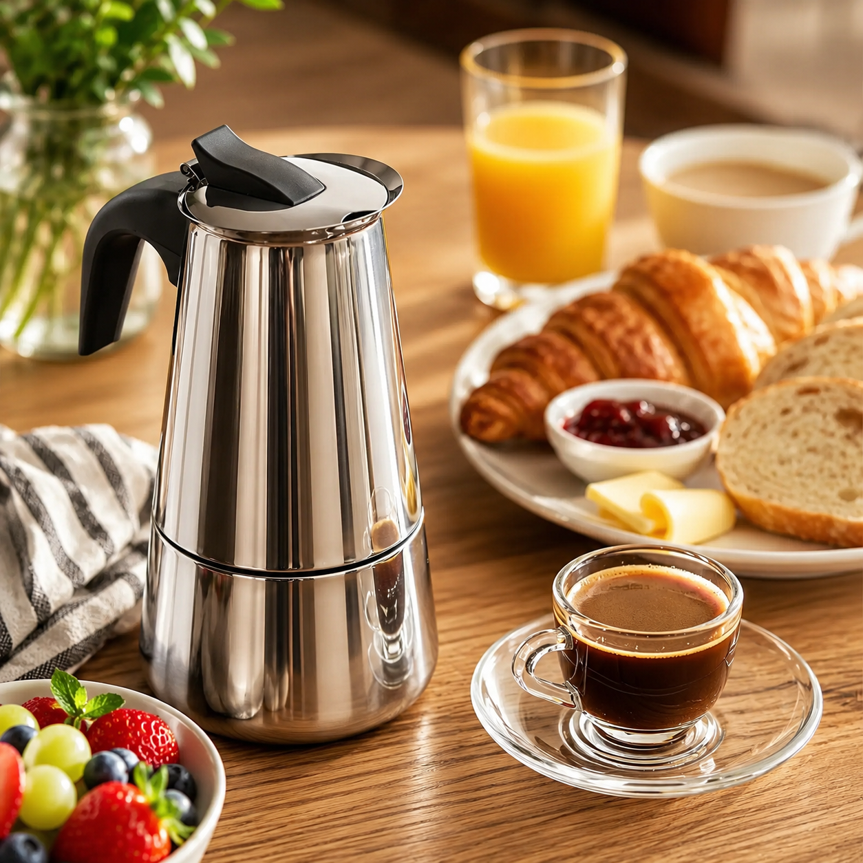 Cafetera Italiana Manual Acero Inoxidable - 450ml 9 Tazas