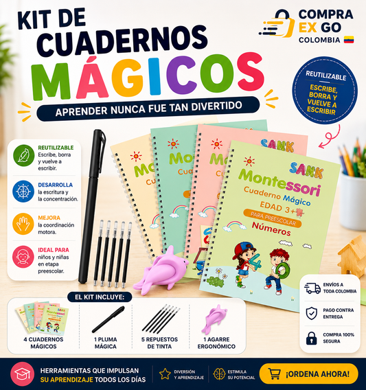 Kit Libros Mágicos de Caligrafía Montessori X 4