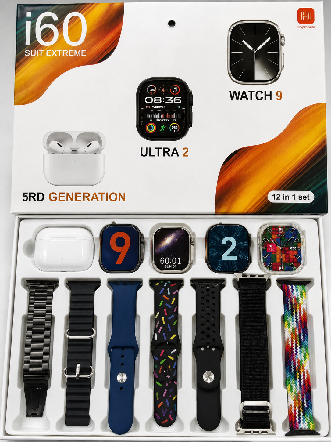 Kit 2 Smart Watch Con 7 Correas + Audífonos Inalámbricos - Combo i60