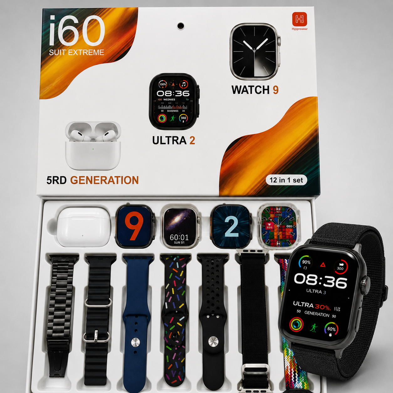 Kit 2 Smart Watch Con 7 Correas + Audífonos Inalámbricos - Combo i60