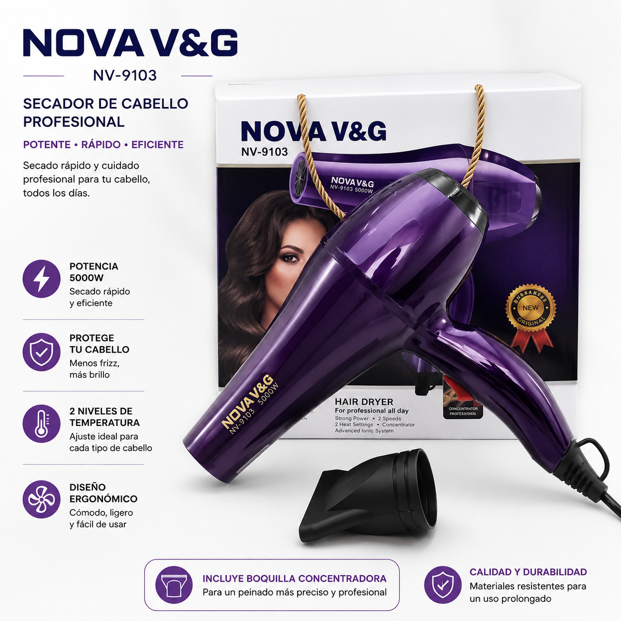 Secador De Cabello Nova Violeta - 5000w