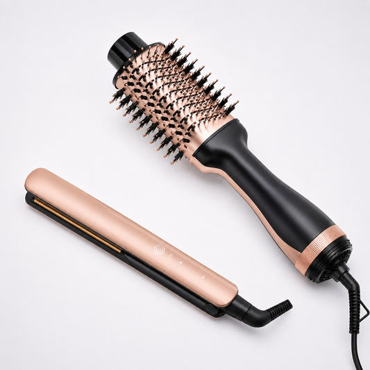 Combo Plancha + Cepillo Secador De Cabello Keratina