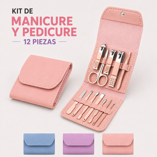 Kit Manicure Pedicure X12 Piezas Viajero