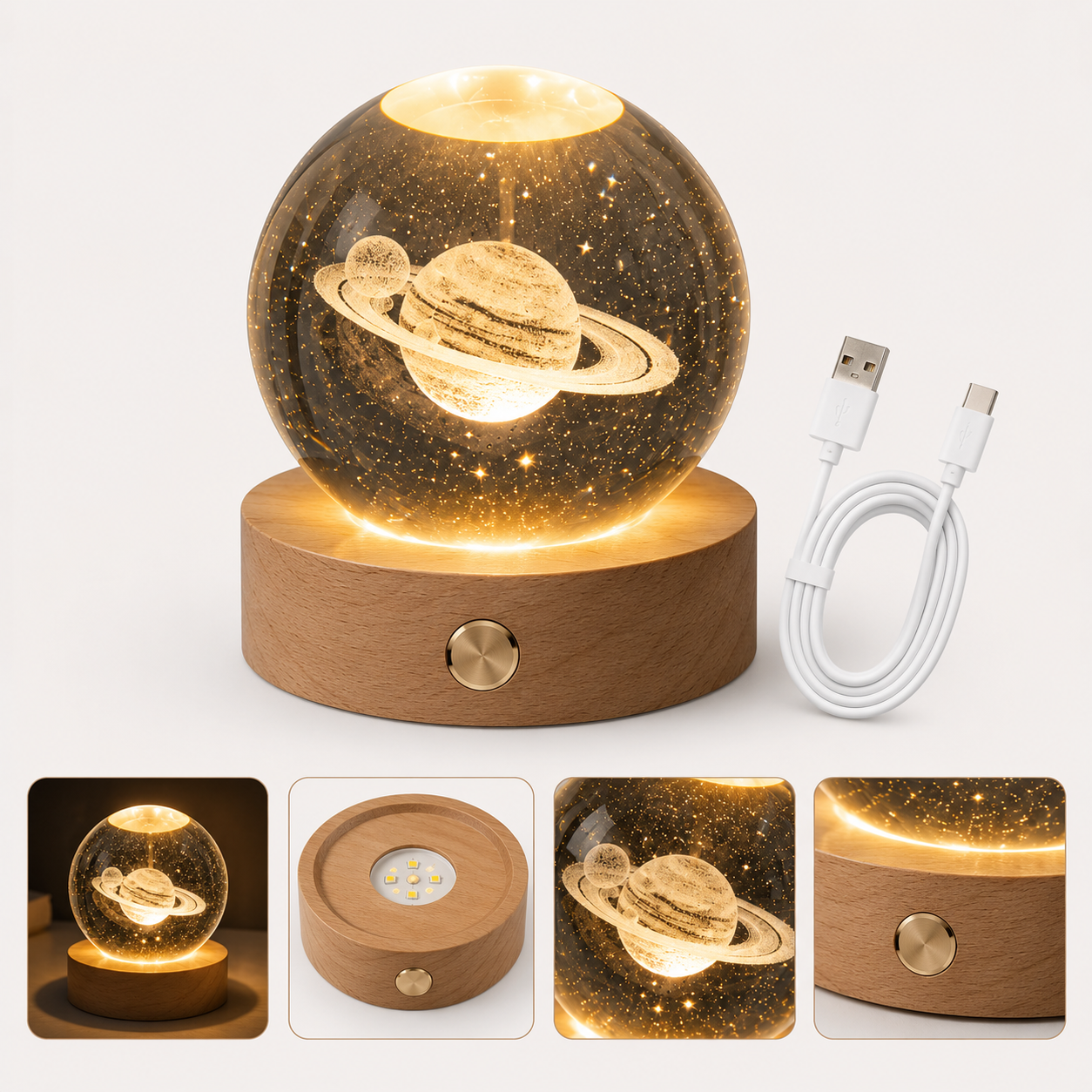Esfera De Cristal Luz Led