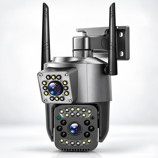 Cámara de Seguridad Ptz Exterior | Doble Lente IP Wifi Vision Nocturna 360