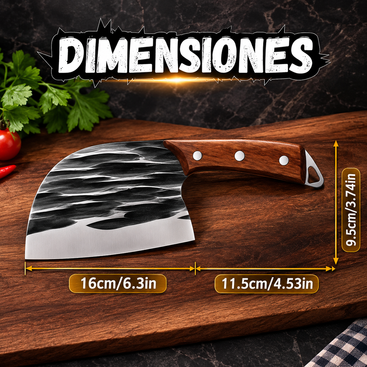 Cuchillo Hacha Japones Acero Inoxidable