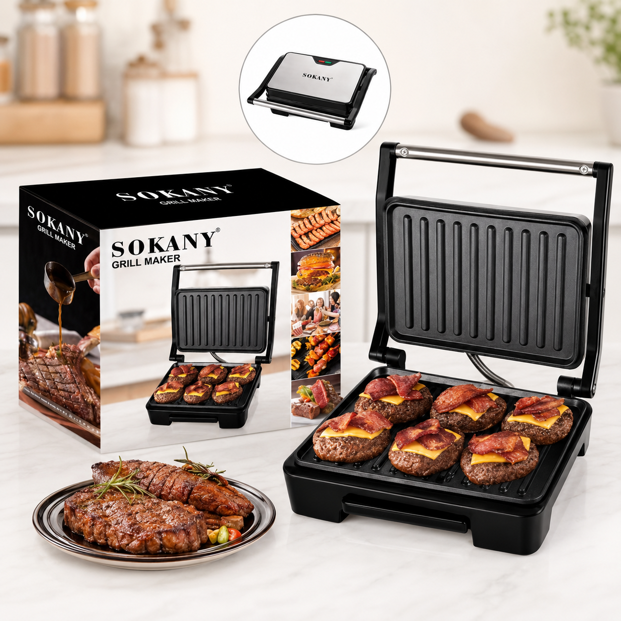 Sandwichera Parrilla Grill Plancha Antiadherente Sk-223