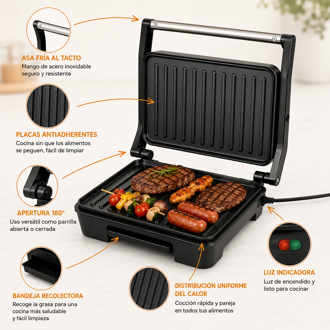 Sandwichera Parrilla Grill Plancha Antiadherente Sk-223