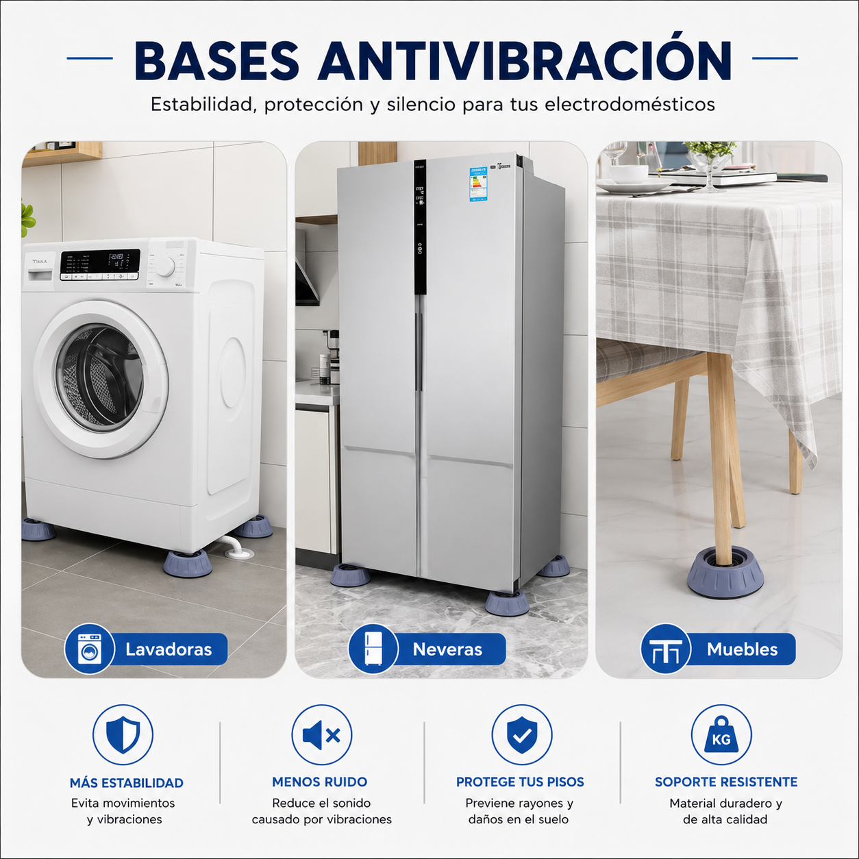 Bases Patas Antideslizantes Para Lavadora Secadora Estufa X4