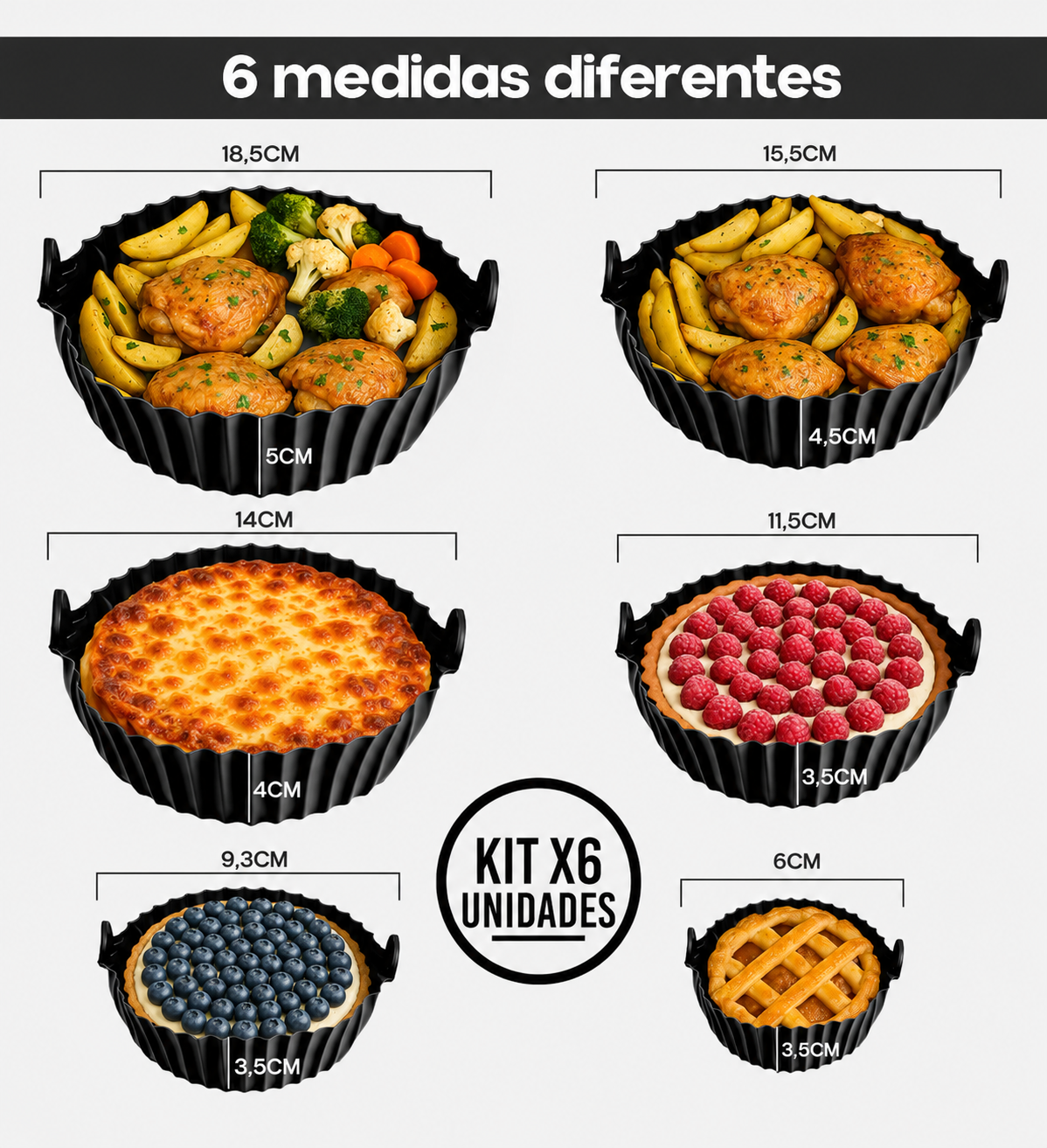 Moldes de Silicona para Airfryer Freidora Protector Set X6
