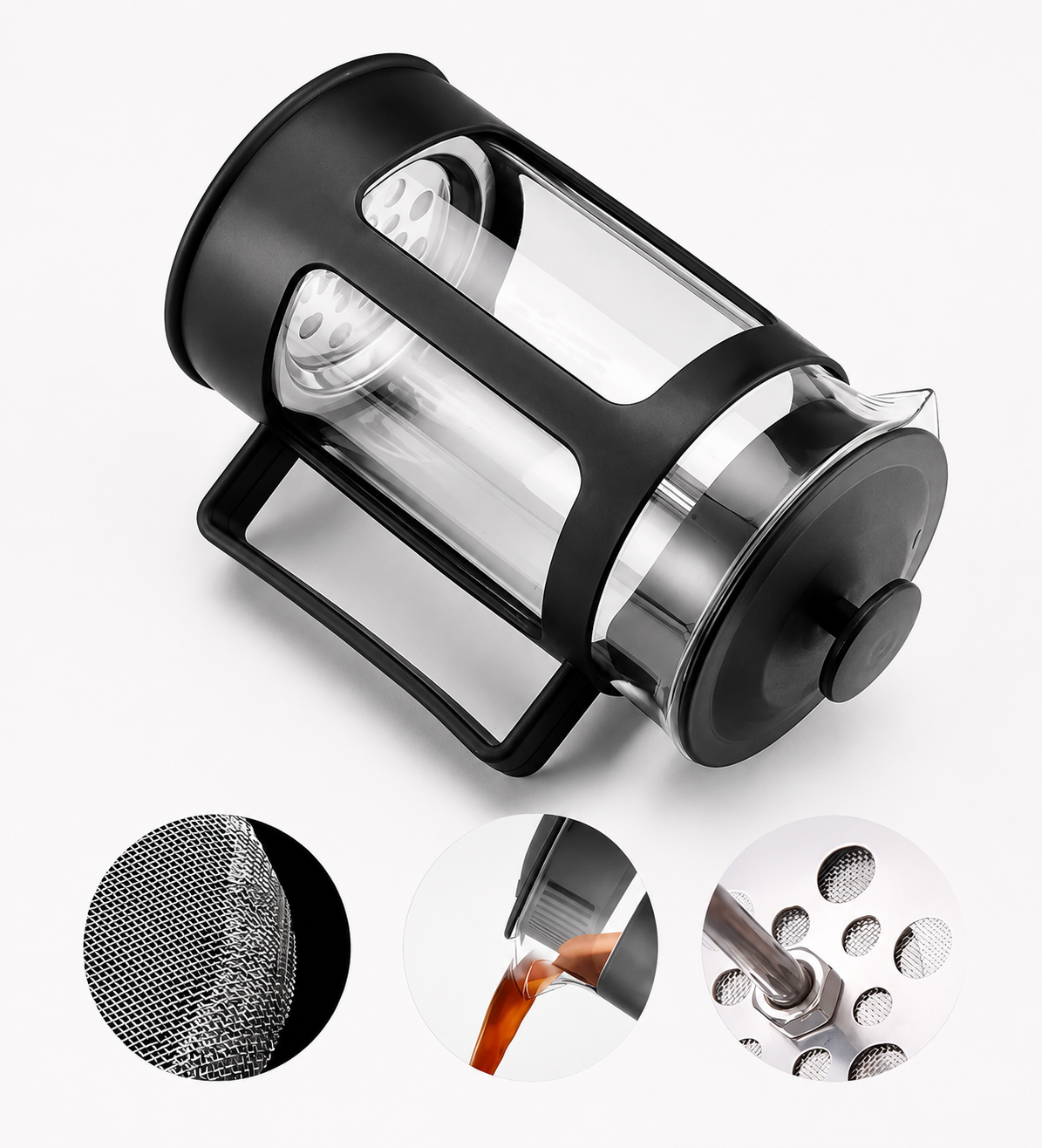Cafetera Prensa Francesa Vidrio Borosilicato 800ml - Acero Inoxidable