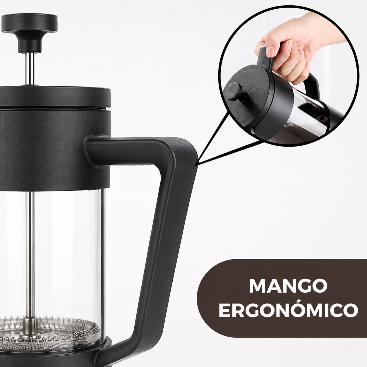 Cafetera Prensa Francesa Vidrio Borosilicato 800ml - Acero Inoxidable