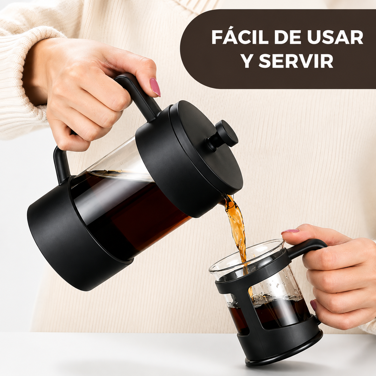 Cafetera Prensa Francesa Vidrio Borosilicato 800ml - Acero Inoxidable