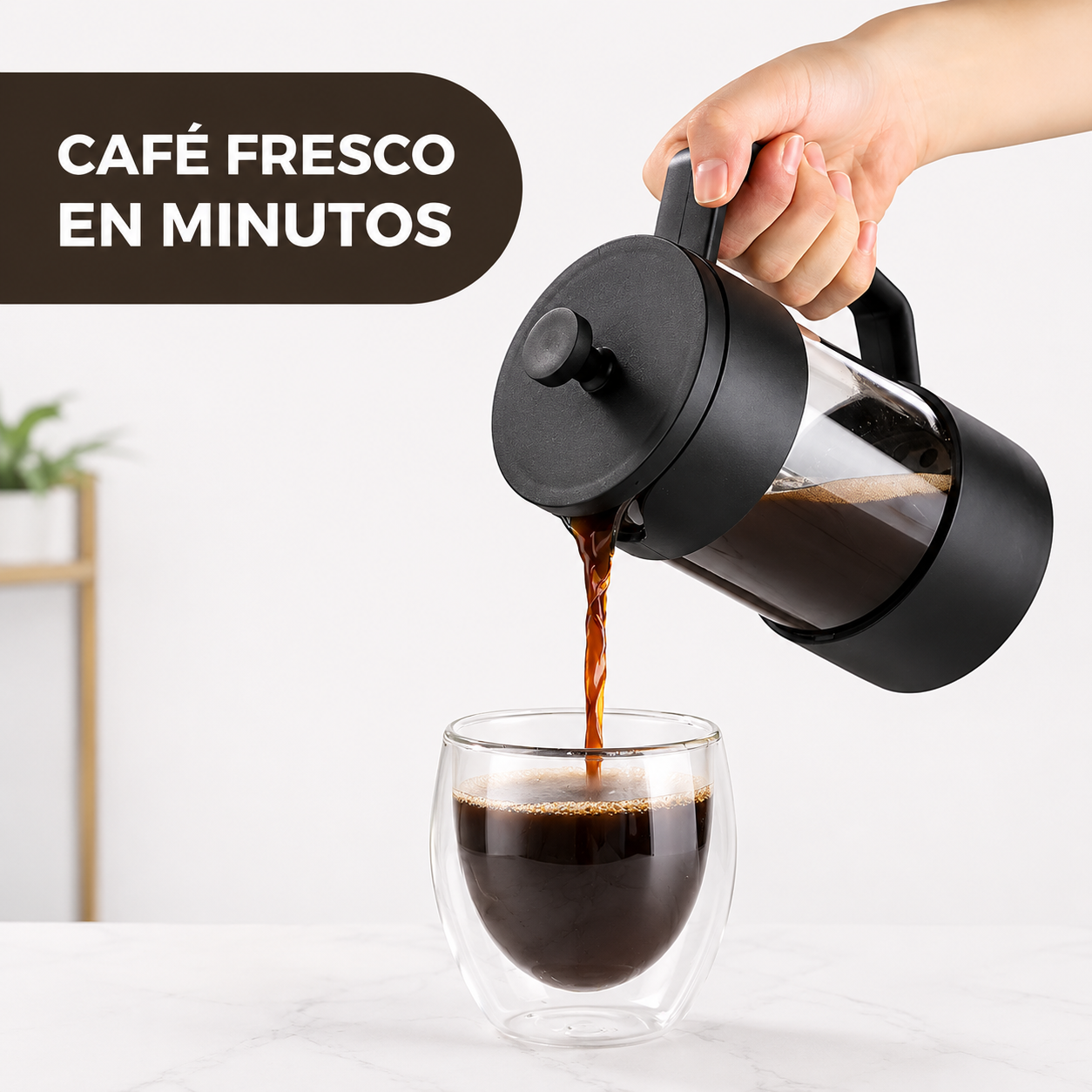 Cafetera Prensa Francesa Vidrio Borosilicato 800ml - Acero Inoxidable
