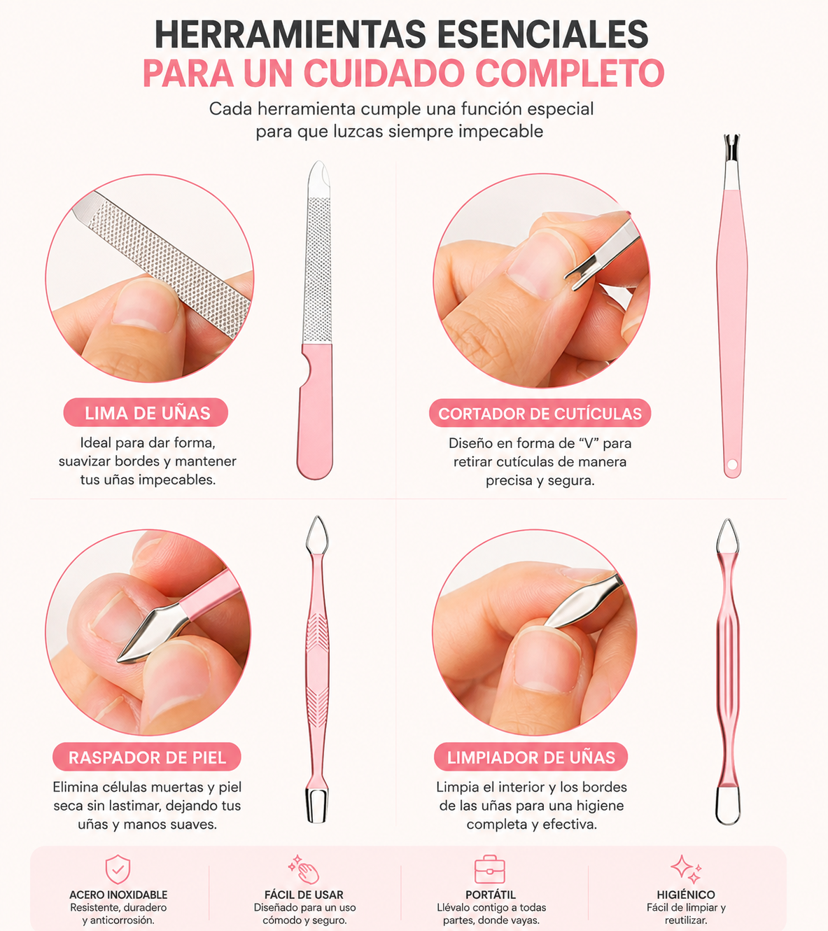 Kit Manicure Pedicure X12 Piezas Viajero