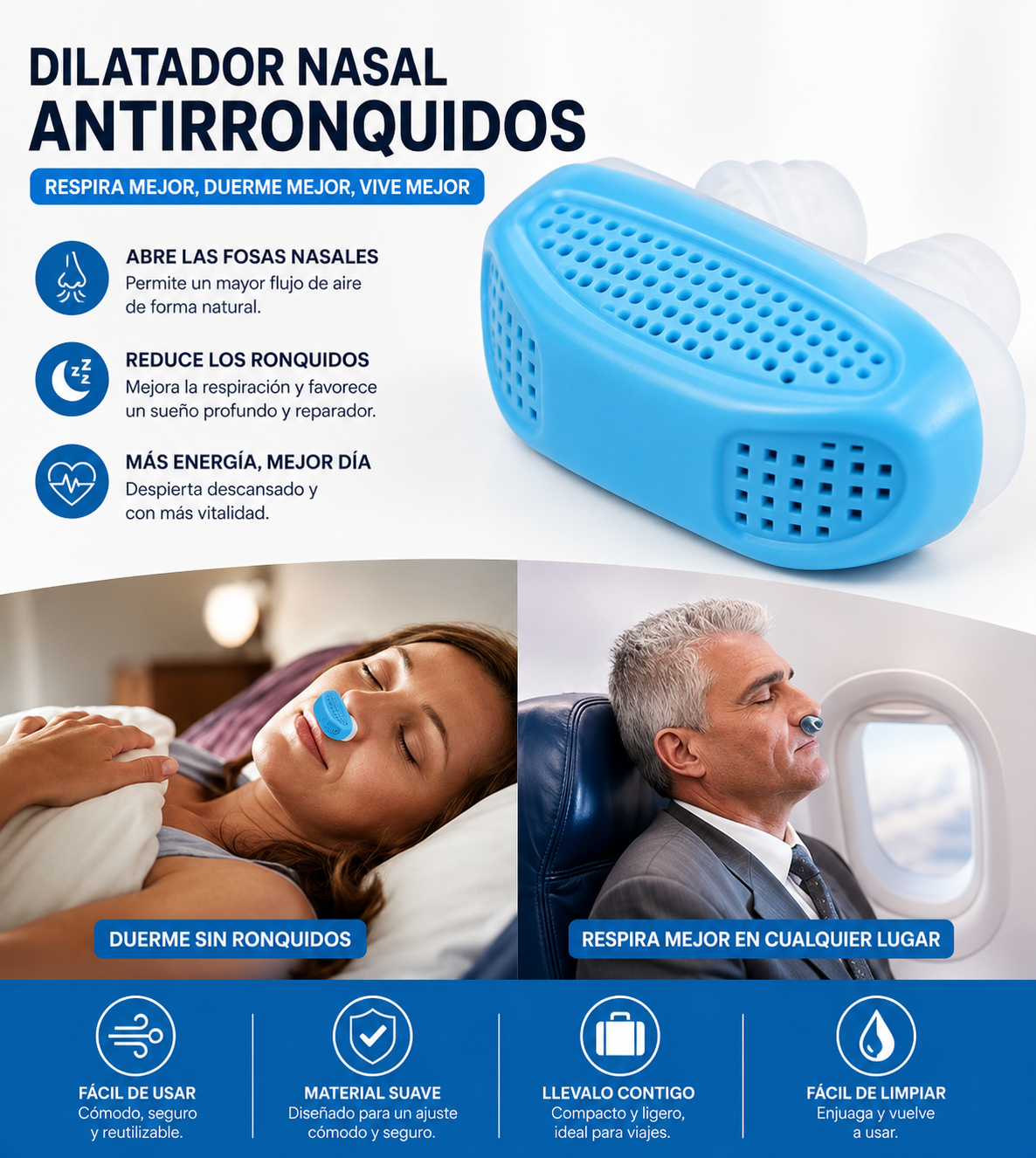 Filtro Dilatador Nasal Antirronquidos x2 in 1