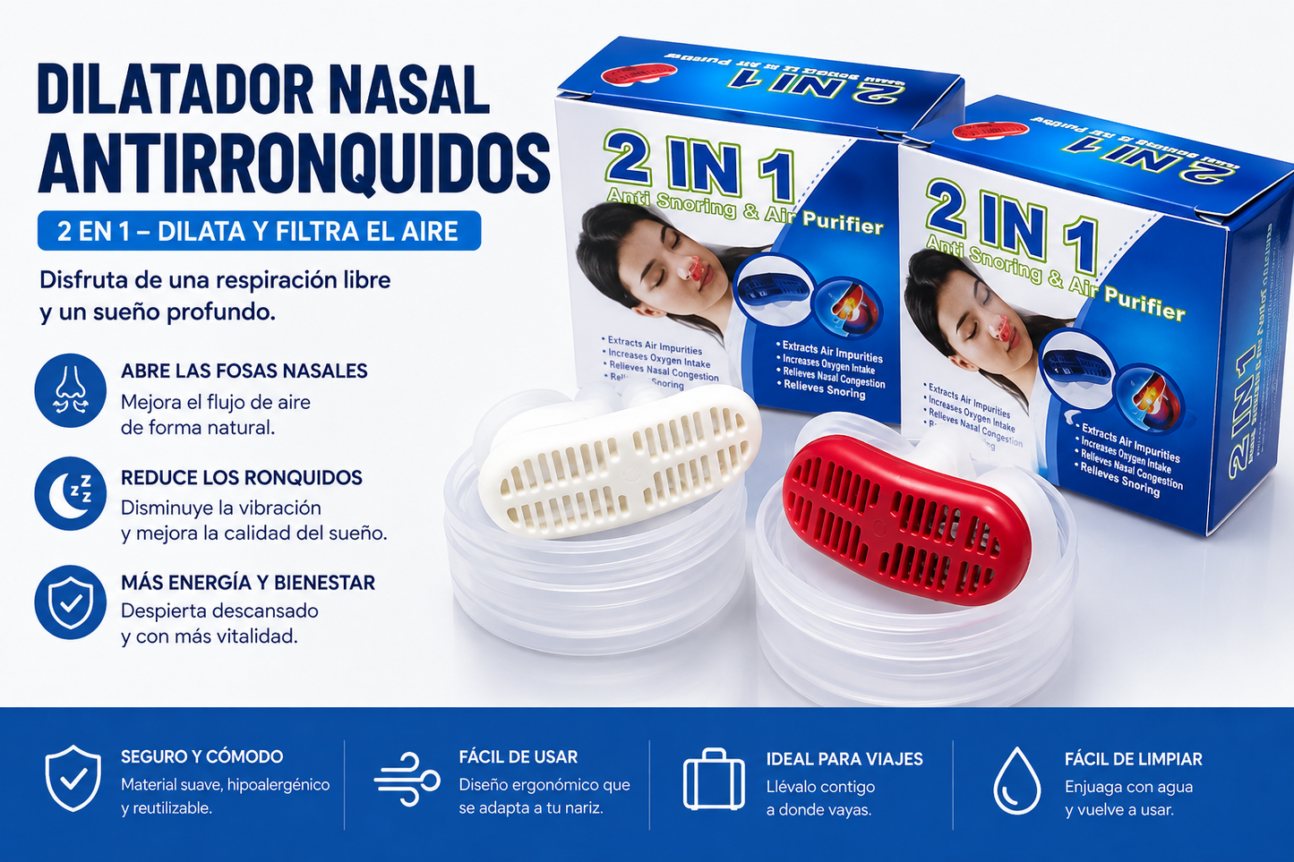 Filtro Dilatador Nasal Antirronquidos x2 in 1
