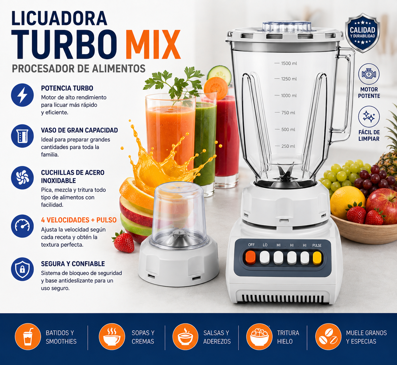 LICUADORA TURBO MIX PROCESSADOR DE ALIMENTOS