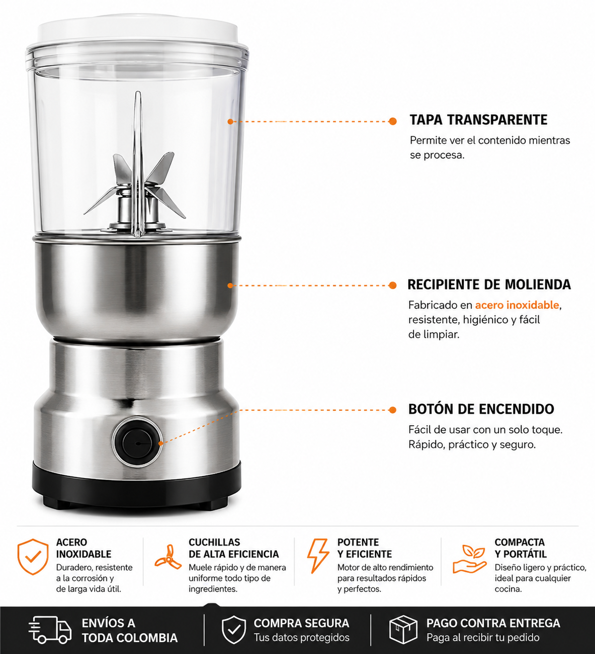 LICUADORA Y TRITURADORA ELECTRICA 2 en 1