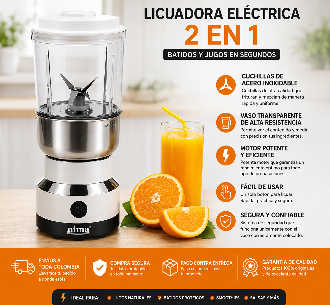 LICUADORA Y TRITURADORA ELECTRICA 2 en 1