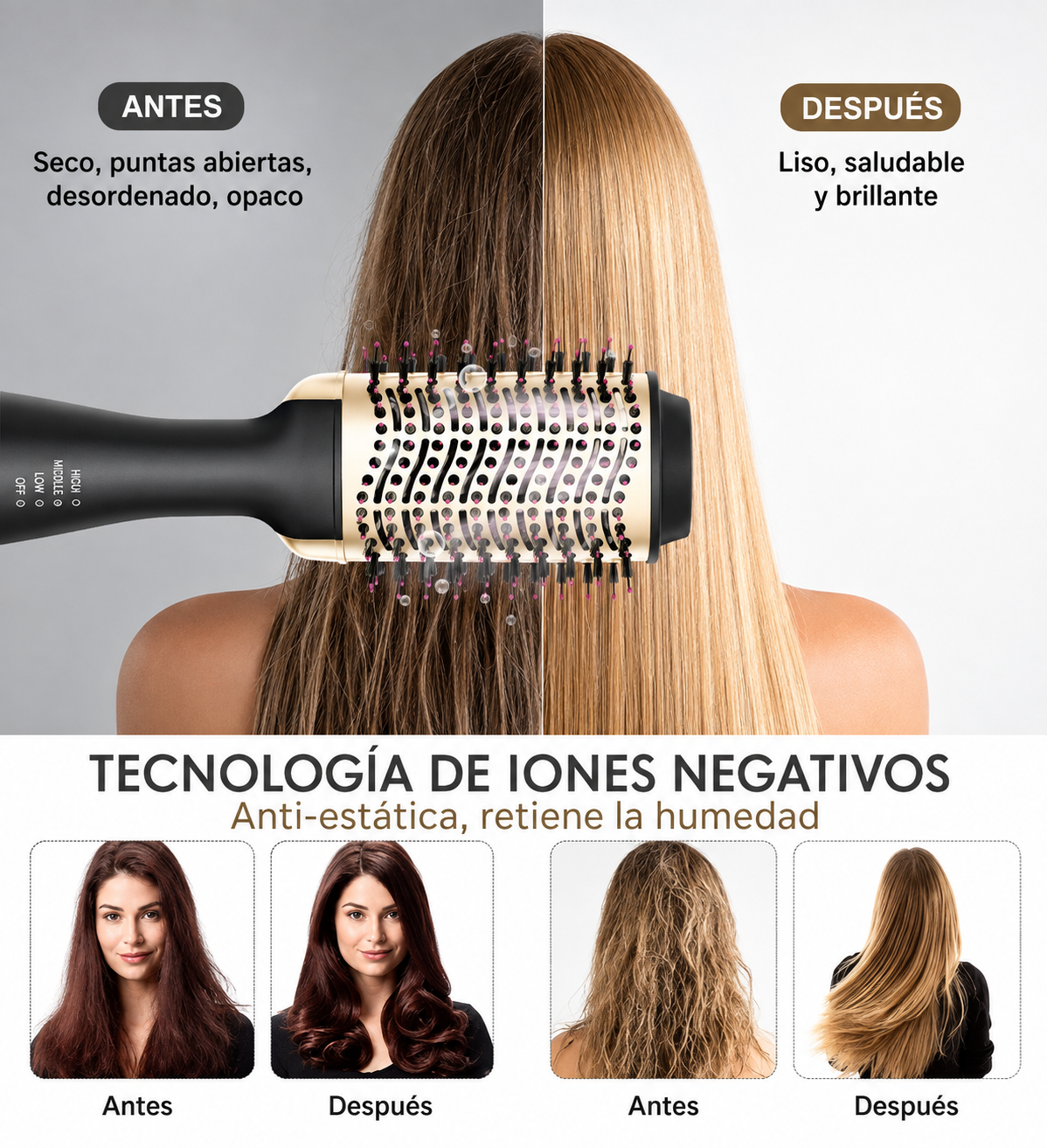 Combo Plancha + Cepillo Secador De Cabello Keratina