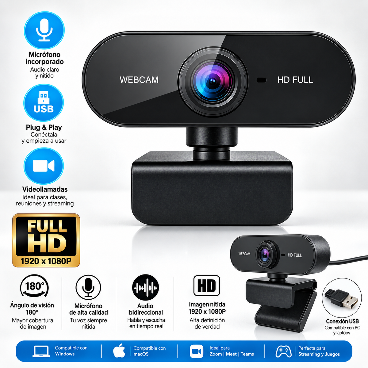 Camara Web Video Webcam 1080 Fullhd