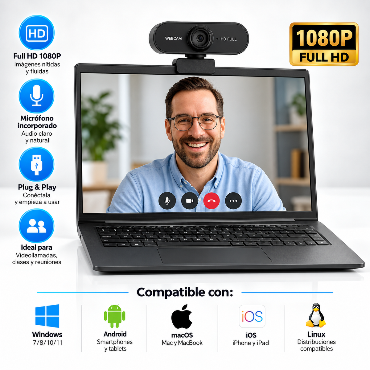 Camara Web Video Webcam 1080 Fullhd